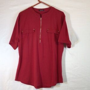 Oyamiki blouse top women’s size xxl maroon short sleeve